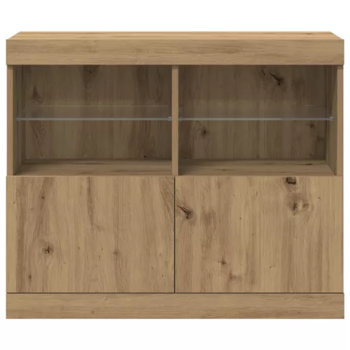  büfé LED világítással Kézműves tölgy 81x37x67 cm