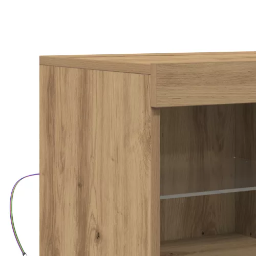  büfé LED világítással Kézműves tölgy 81x37x67 cm