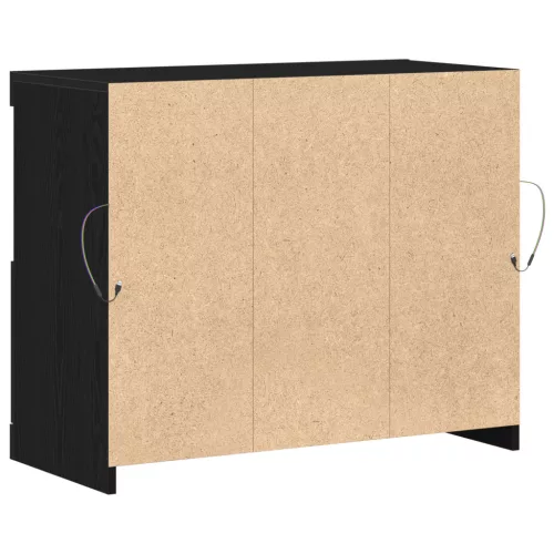  Oldalszekrény LED Műszaki Fekete tölgy 81x37x67 cm