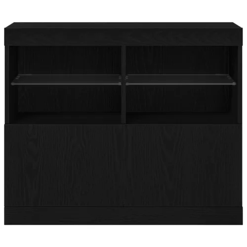  Oldalszekrény LED Műszaki Fekete tölgy 81x37x67 cm