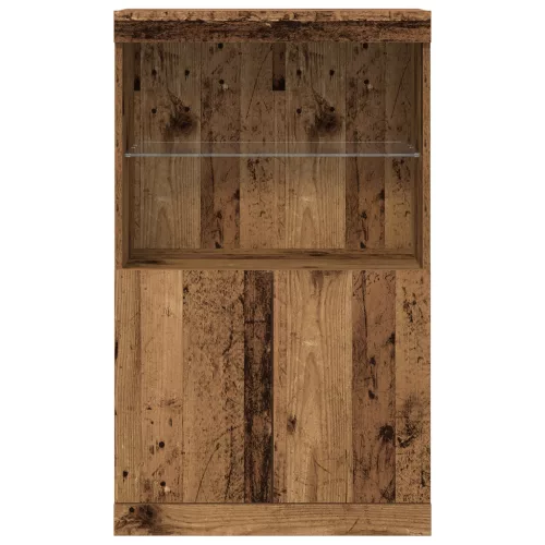  LED világítással ellátott oldalszekrény Régi fa 60x37x100 cm