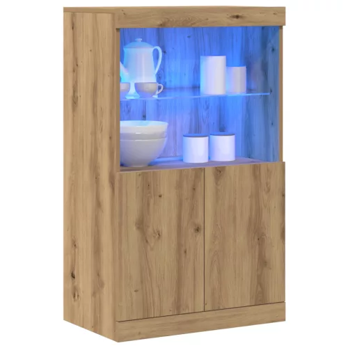  LED világítással rendelkező oldalszekrény, Kézműves tölgy, 60x37x100 cm