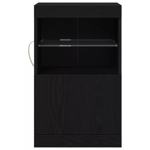  Oldalszekrény LED világítással Fekete tölgy 41x37x67 cm