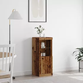    LED világítással ellátott oldalszekrény, öreg fa 41x37x100 cm