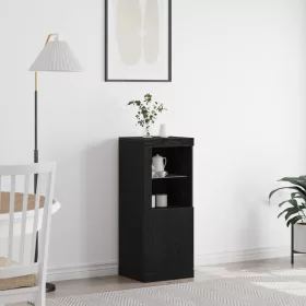    LED világítással rendelkező feketefenyő kis szekrény 41x37x100 cm