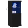  LED világítással rendelkező feketefenyő kis szekrény 41x37x100 cm