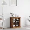  Oldalbord LED világítással, Régi fa 60,5x37x67 cm