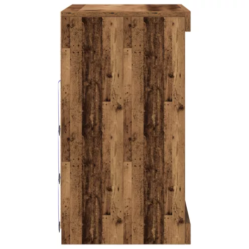  Oldalbord LED világítással, Régi fa 60,5x37x67 cm