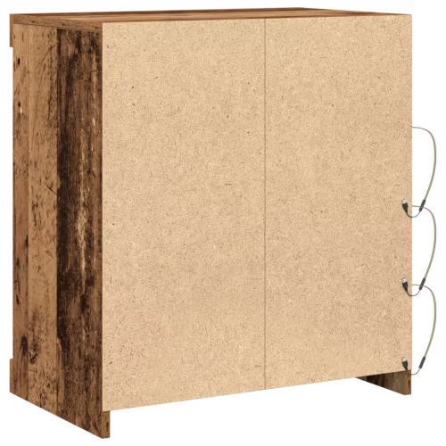  Oldalbord LED világítással, Régi fa 60,5x37x67 cm
