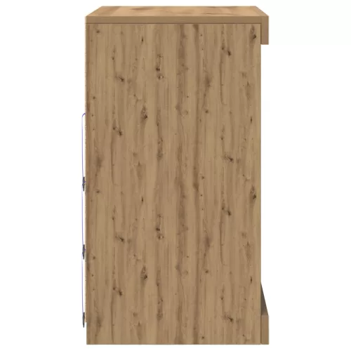  Oldalszekrény LED fényekkel, Kézműves tölgy 60,5x37x67 cm