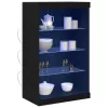  LED világítással ellátott fekete tölgyfa tálaló 60,5x37x100 cm