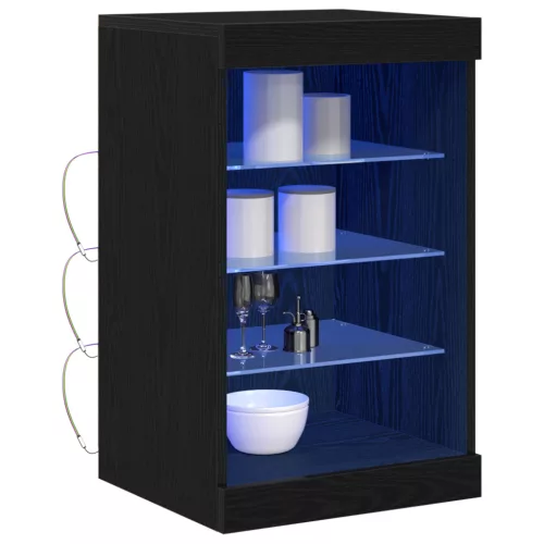  Oldalszekrény LED világítással Fekete tölgy 41x37x67 cm