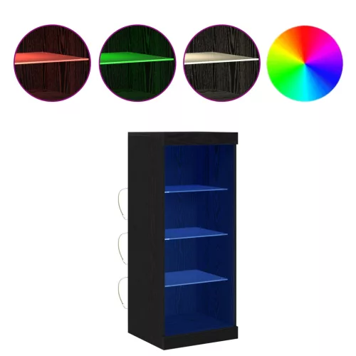  LED világítással rendelkező oldal szekrény Fekete tölgy 41x37x100 cm