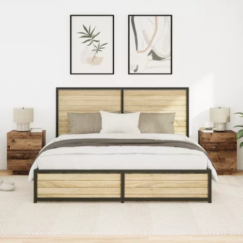  Éjjeli szekrény LED világítással 2 db Régi fa 45x40x55 cm