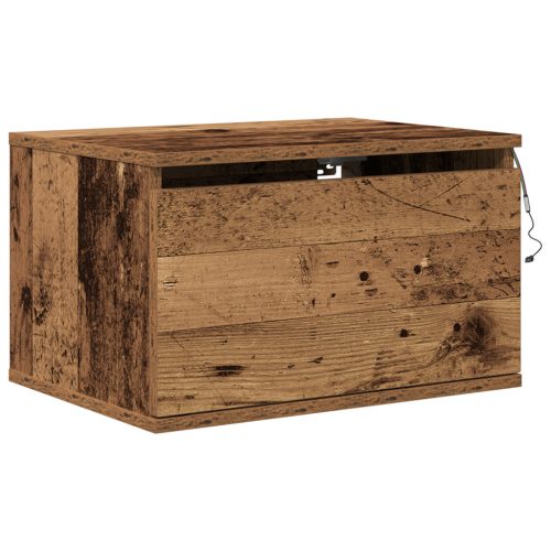  Éjjeli asztal LED világítással, régi fa 50x36x30 cm