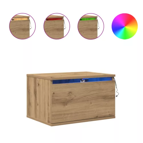  Éjjeli szekrények LED világítással 2 db Falra szerelhető Kézműves tölgy