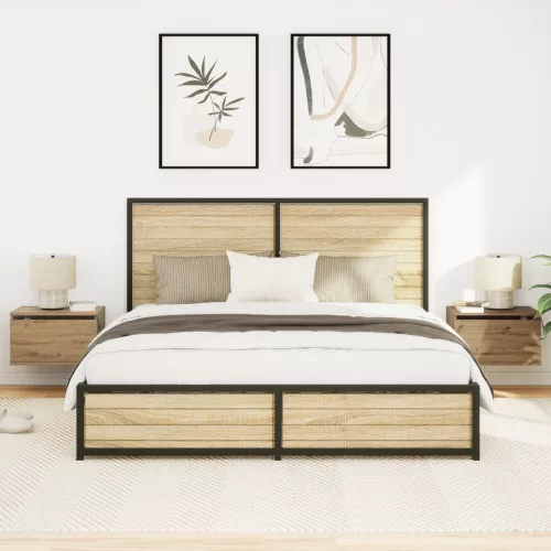  Éjjeli szekrények LED világítással 2 db Falra szerelhető Kézműves tölgy