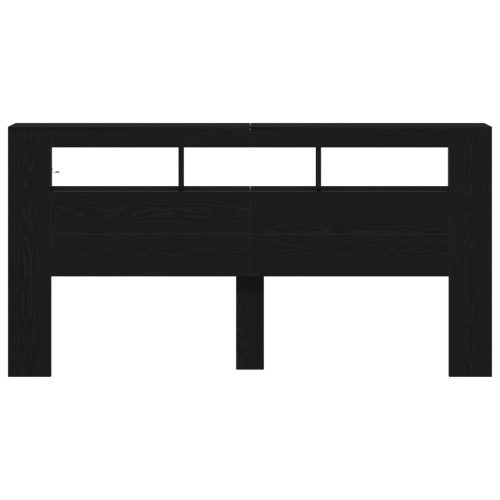  Tároló Fejtámla LED Fénnyel Fekete Tölgy 200x18,5x103,5 cm