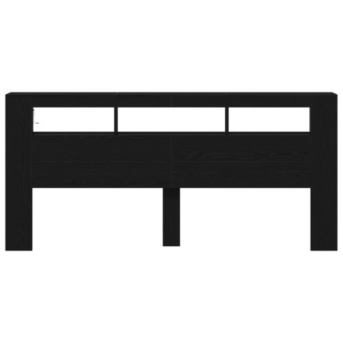  Tároló Fejtámla LED Fényekkel Fekete Tölgy 220x18,5x103,5 cm