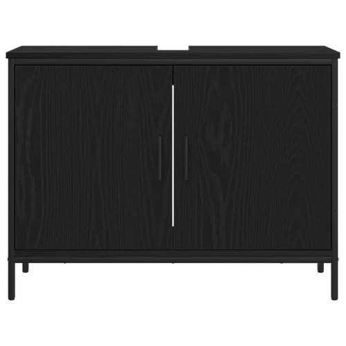  Fürdőszobai Mosdószekrény Fekete Tölgy 80x30x60 cm Műanyag