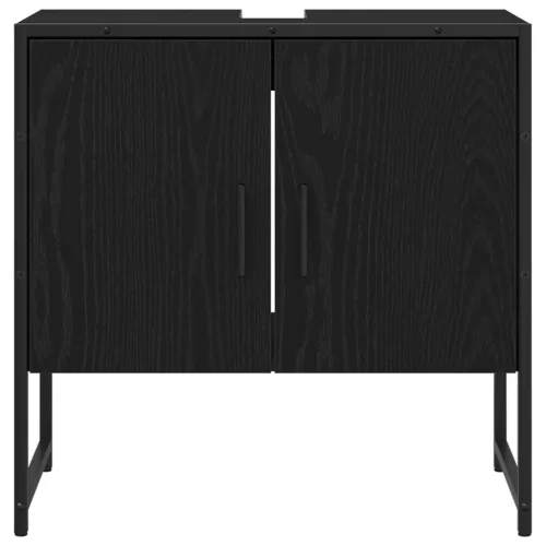  Fürdőszoba Mosdószekrény Fekete tölgy 60x33x60 cm Szerelt Fa