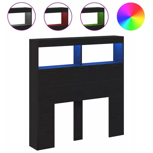  fekete tölgy színű áthidalószekrény LED-ekkel 100 x 17 x 102 cm