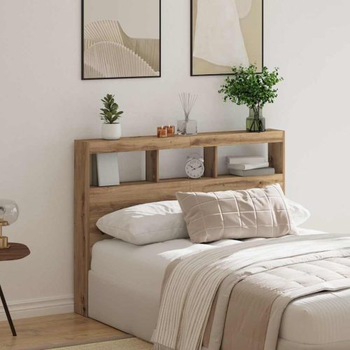  kézműves tölgy áthidalószekrény LED-ekkel 140 x 17 x 102 cm