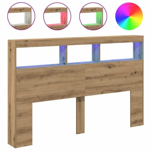  kézműves tölgy áthidalószekrény LED-ekkel 160 x 17 x 102 cm