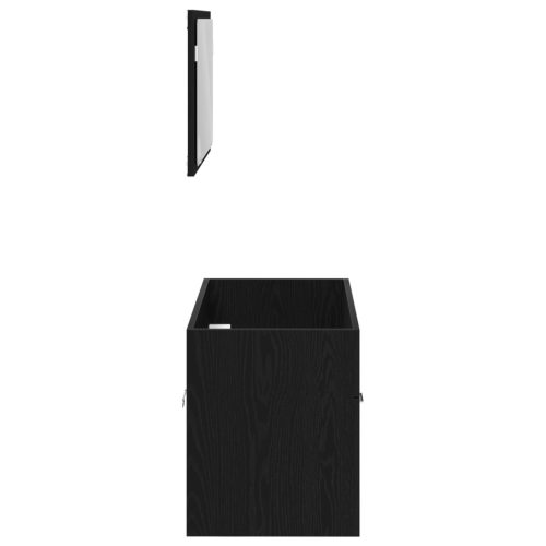  2 darabos fürdőszobai bútor szett fekete tölgy mérnökelt fa