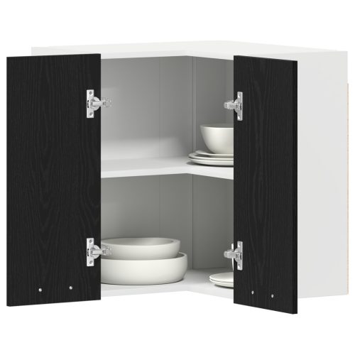  Függőleges Sarokszekrény - Fekete Tölgy - 57 x 57 x 60 cm - Mérnöki fából készült