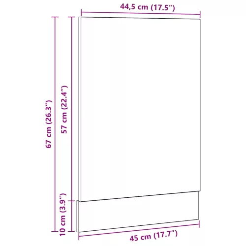  “Lyon” fekete tölgy szerelt fa mosogatógép panel 45x1,5x67 cm