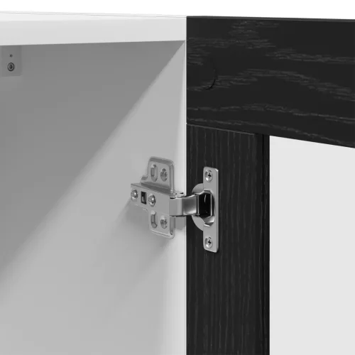  Fekete tölgy függő üveg szekrény - 60x31x60 cm, mérnöki fából