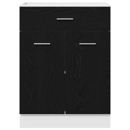  Fekete Tölgy Fiókos Szekrény - 60x46x81.5 cm Mérnöki Fából
