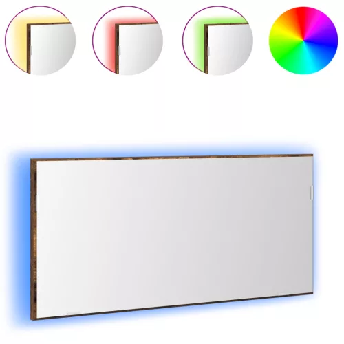  Fürdőszobai Tükrös Szekrény LED Fénnyel, Füstölt Tölgy, 80x37 cm