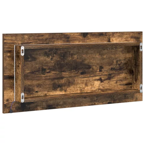  Fürdőszobai Tükrös Szekrény LED Fénnyel, Füstölt Tölgy, 80x37 cm