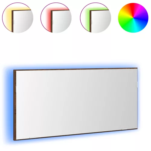  Fürdőszoba Tükörszekrény LED Fénnyel Barna Tölgy 80x37 cm