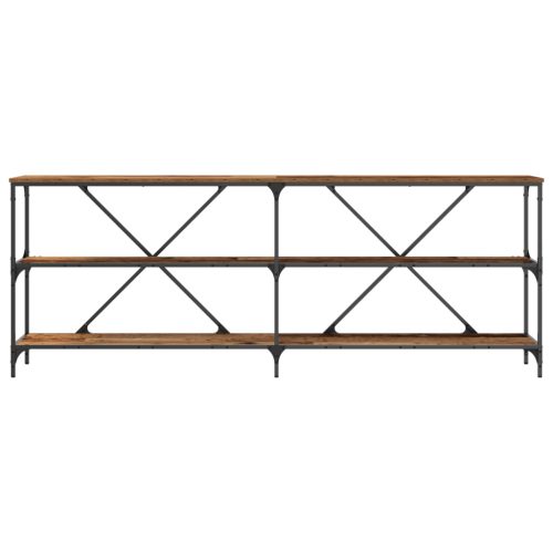  Konzolasztal Régi Fa 200x30x75 cm Műanyag Fa és Acél