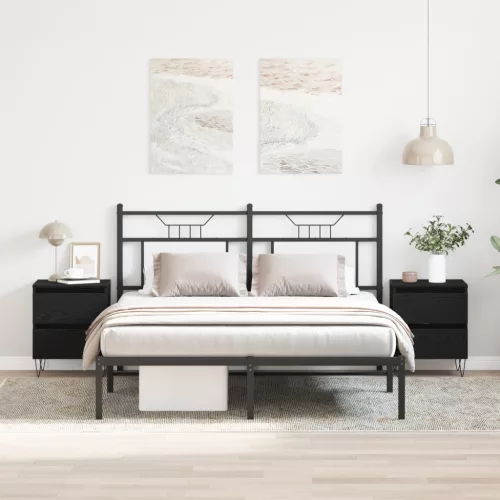  Éjjeli szekrény 2 db fekete tölgy 40x35x50 cm összeszerelt fa