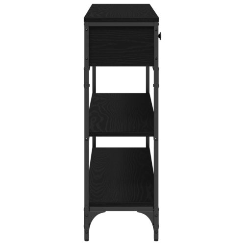  Fiókos Asztal Fekete Tölgy 100x25x75 cm Műanyag Fa és Acél