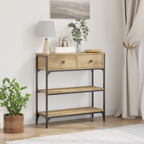  Konsole Asztal Artisan tölgy 72,5x25x75 cm Mérnöki Fa & Acél