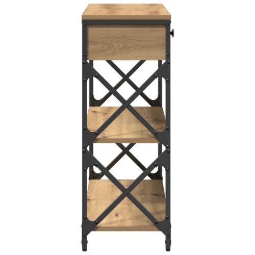  Konsole Asztal Kézműves Tölgy 75x28x75 cm Mérnöki Fa és Acél