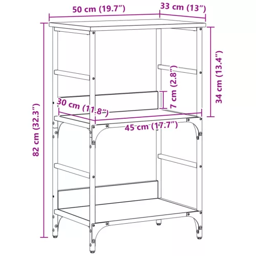  Könyvespolc Fekete Tölgy 50x33x82 cm Épített Fa és Acél