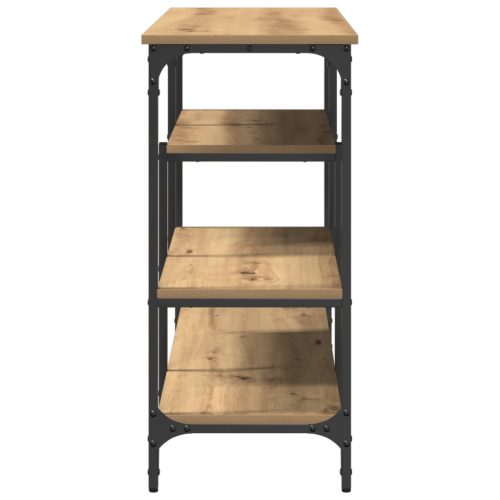  Konzolasztal Mesteri Tölgy 100x35x75 cm Műanyag Fa és Acél