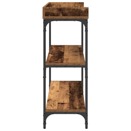  Konzol Asztal Régi Fa 100x30x80 cm Üvegszálas Fa és Acél