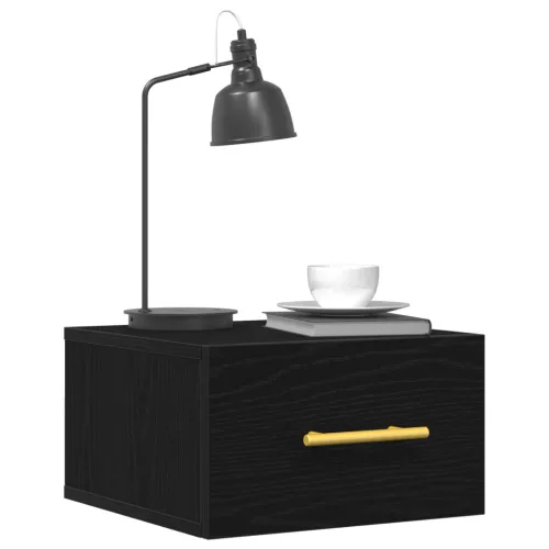  Éjjeliszekrények 2 db Fali Fekete Tölgy 35x35x20 cm