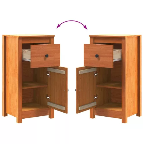  Széf fiókkal 2 pcs Faggyú barna 39 x 34,5 x 80 cm Tömör fenyőfa
