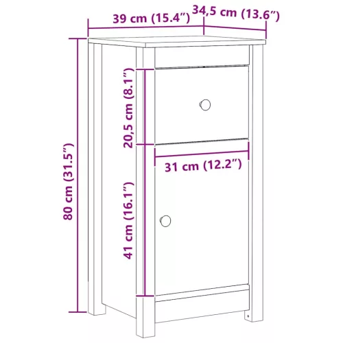  Széf fiókkal 2 pcs Faggyú barna 39 x 34,5 x 80 cm Tömör fenyőfa