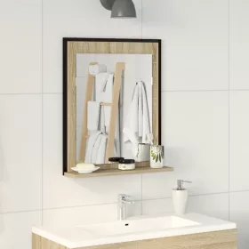    Fürdőszobai Tükör Polccal Sonoma Tölgy 50x12x60 cm Szerelt Fa