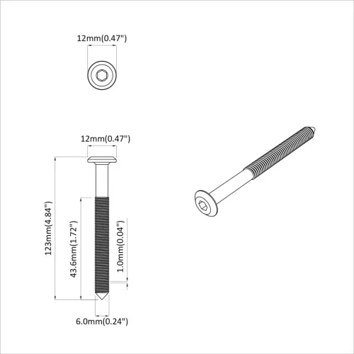  Bútorcsavarok 2 pcs Ezüst M6 x 120 mm Acél