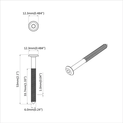  Csavar 12 pcs Ezüst M6 x 50 mm Acél